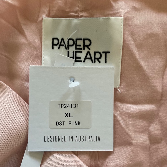 Paper Heart Linen Blend Pastel Pink Dress Sz XL Faux Separates Suit Vest Skirt - Picture 6 of 10